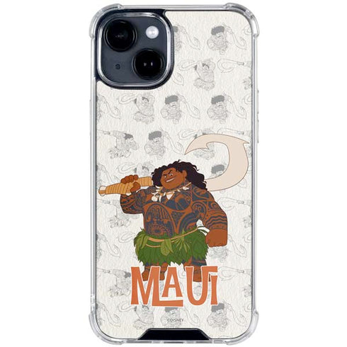 Disney Princess Moana Maui Pattern iPhone 15 Plus Clear Case