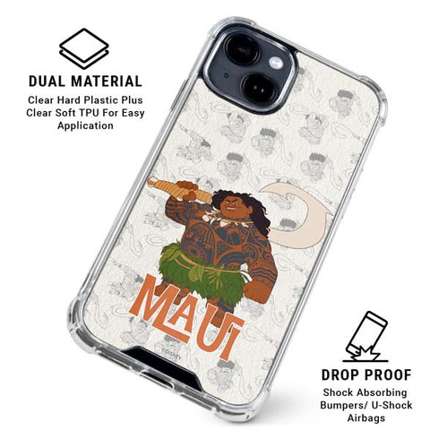 Disney Princess Moana Maui Pattern iPhone 15 Plus Clear Case