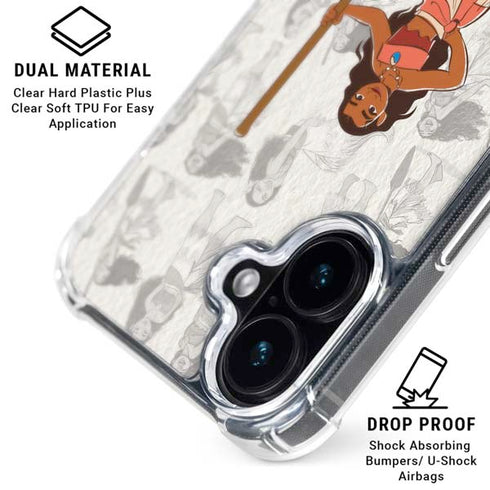 Disney Princess Moana Pattern iPhone 16 Plus Clear Case