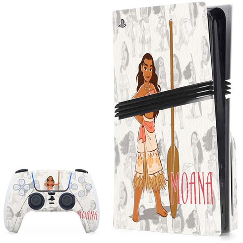 Disney Princess Moana Pattern PS5 Pro Disk Bundle Skin