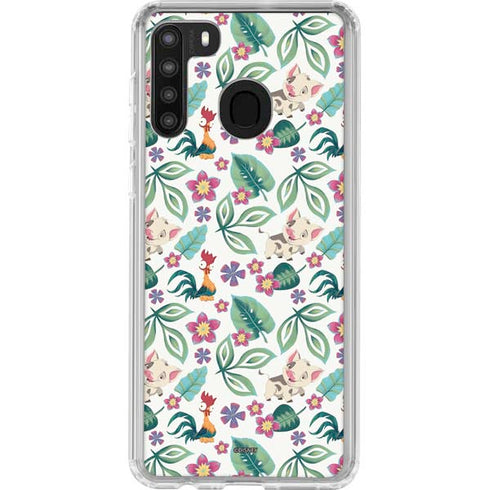 Disney Princess Moana Pua and Heihei Pattern Galaxy A21 Clear Case
