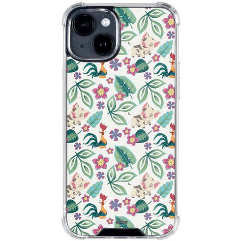 Disney Princess Moana Pua and Heihei Pattern iPhone 15 Clear Case