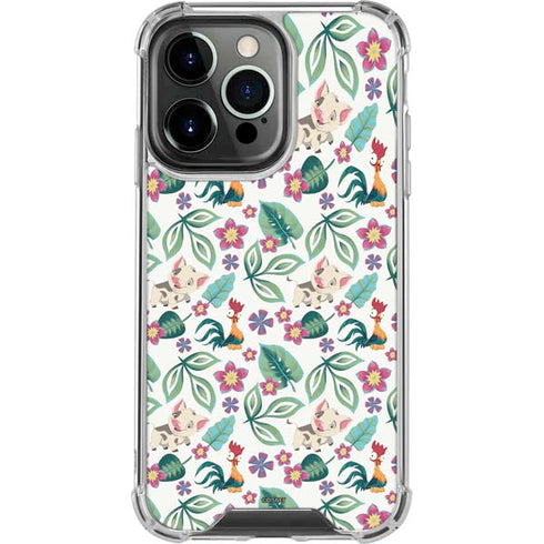Disney Princess Moana Pua and Heihei Pattern iPhone 15 Pro Clear Case