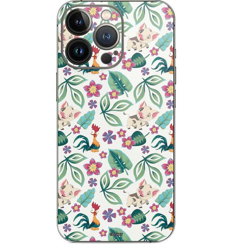 Disney Princess Moana Pua and Heihei Pattern iPhone 15 Pro Skin