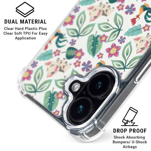 Disney Princess Moana Pua and Heihei Pattern iPhone 16 Clear Case