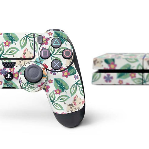 Disney Princess Moana Pua and Heihei Pattern PS4 Console and Controller Bundle Skin