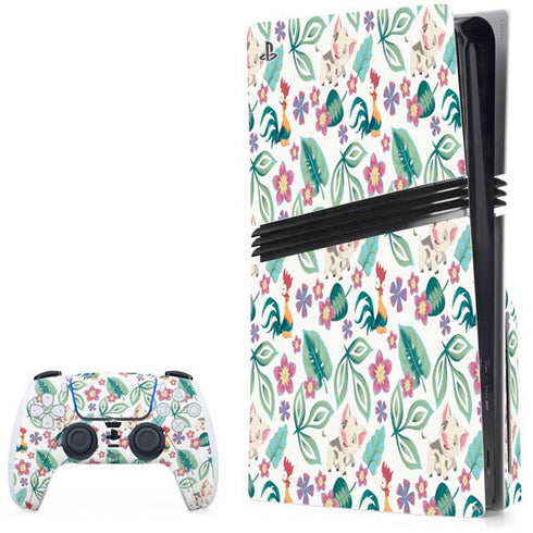 Disney Princess Moana Pua and Heihei Pattern PS5 Pro Disk Bundle Skin