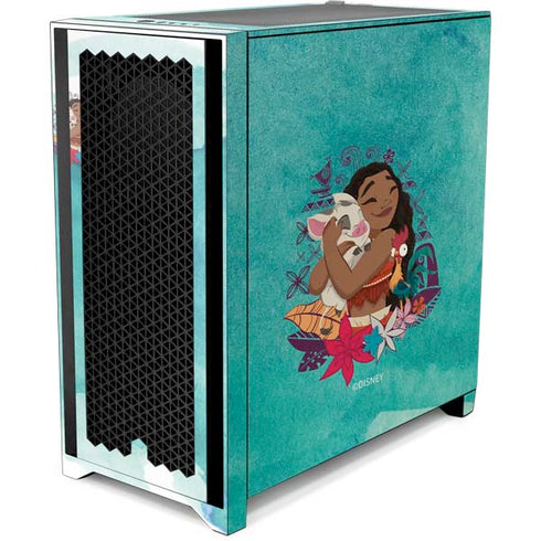 Disney Princess Moana with Pua and Heihei Corsair 4000D Tempered Glass Mid-Tower ATX Case Skin
