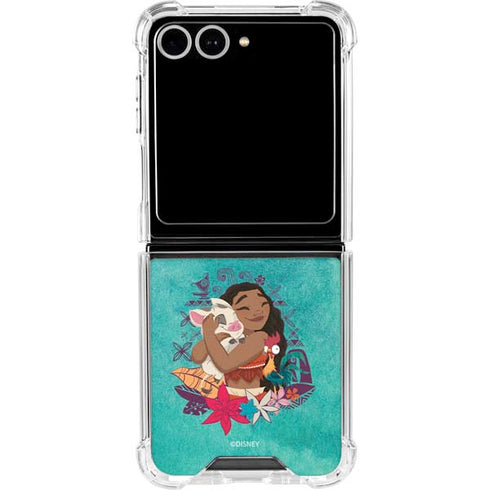 Disney Princess Moana with Pua and Heihei Galaxy Z Flip7 Clear Case
