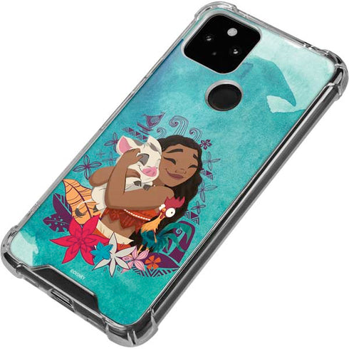 Disney Princess Moana with Pua and Heihei Google Pixel 5 Clear Case