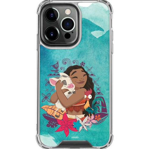 Disney Princess Moana with Pua and Heihei iPhone 16 Pro Max Clear Case