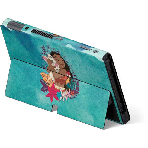 Disney Princess Moana with Pua and Heihei Nintendo Switch OLED (2021) Skin