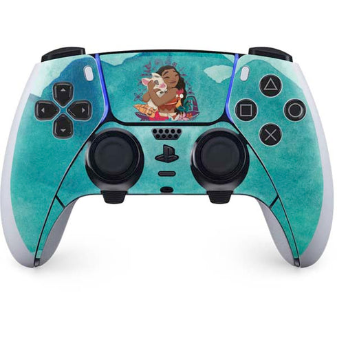 Disney Princess Moana with Pua and Heihei PS5 DualSense Edge Pro Controller Skin