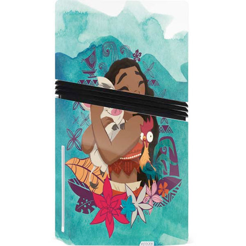 Disney Princess Moana with Pua and Heihei PS5 Pro Disk Console Skin