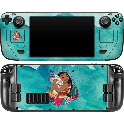 Disney Princess Moana with Pua and Heihei Steam Deck Handheld Gaming Computer OLED Skin