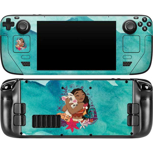 Disney Princess Moana with Pua and Heihei Steam Deck Handheld Gaming Computer Skin