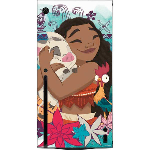 Disney Princess Moana with Pua and Heihei Xbox Series X Console Skin