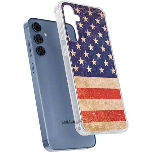 Distressed American Flag Galaxy A55 5G Clear Case
