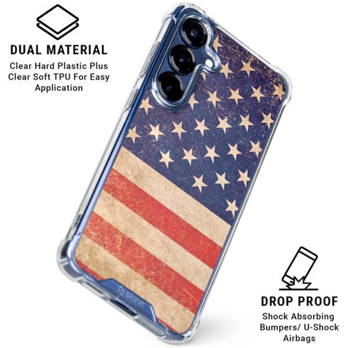 Distressed American Flag Galaxy S25 FE Clear Case
