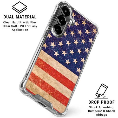 Distressed American Flag Galaxy S26 Plus Clear Case