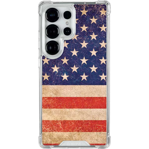 Distressed American Flag Galaxy S26 Ultra Clear Case