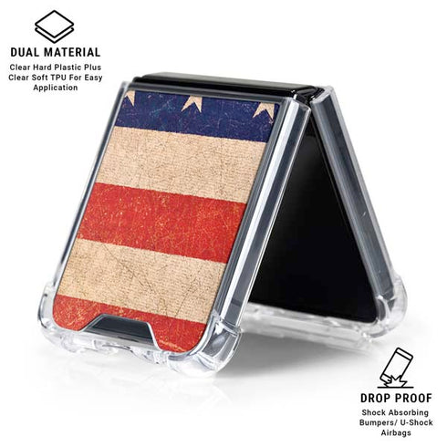 Distressed American Flag Galaxy Z Flip7 Clear Case