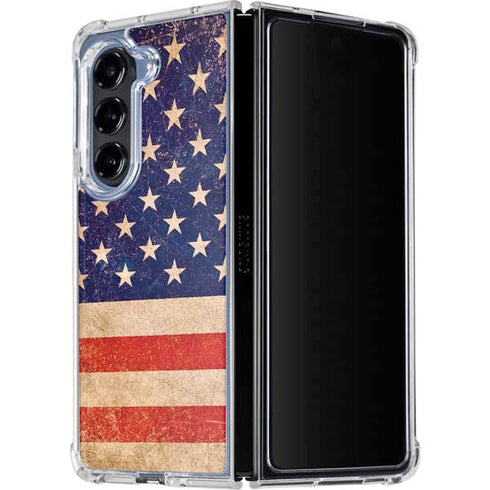 Distressed American Flag Galaxy Z Fold5 5G Clear Case