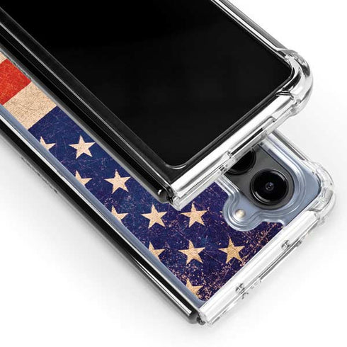 Distressed American Flag Galaxy Z Fold5 5G Clear Case