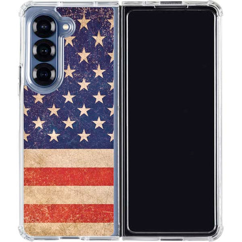 Distressed American Flag Galaxy Z Fold6 Clear Case