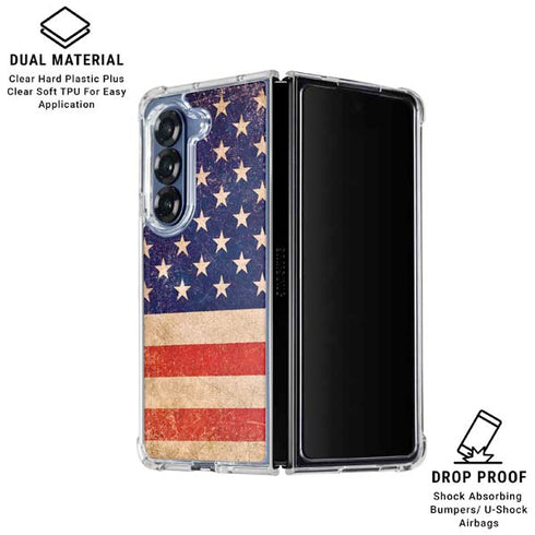 Distressed American Flag Galaxy Z Fold6 Clear Case