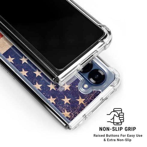 Distressed American Flag Galaxy Z Fold6 Clear Case