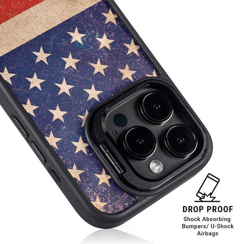 Distressed American Flag iPhone 13 Pro Max Kickstand Case