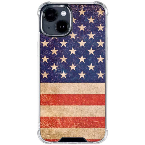 Distressed American Flag iPhone 15 Clear Case