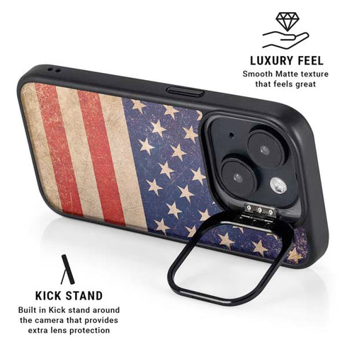 Distressed American Flag iPhone 15 Plus Kickstand Case