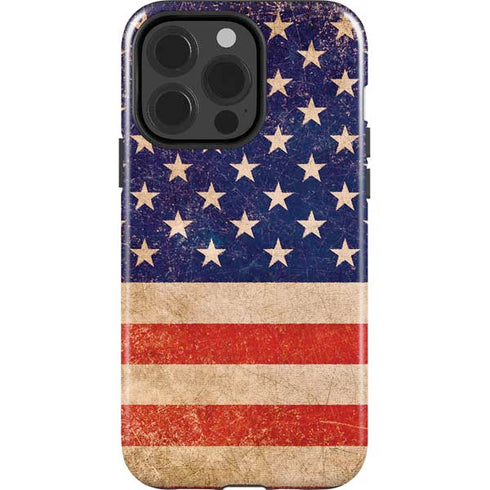 Distressed American Flag iPhone 15 Pro Impact Case