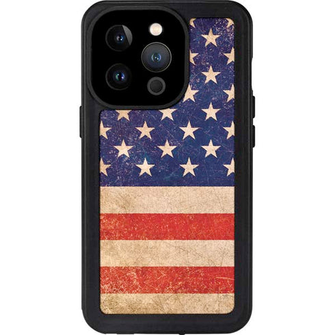 Distressed American Flag iPhone 15 Pro Waterproof Case