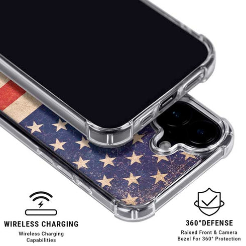 Distressed American Flag iPhone 16 Plus Clear Case