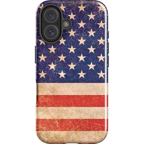 Distressed American Flag iPhone 16 Plus Impact Case