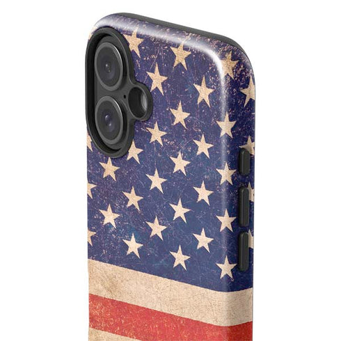 Distressed American Flag iPhone 16 Plus Impact Case