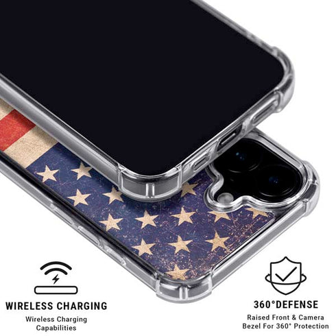 Distressed American Flag iPhone 16 Plus MagSafe Case