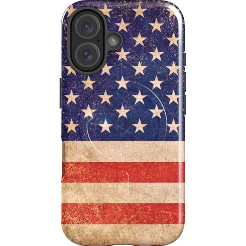 Distressed American Flag iPhone 16 Plus Magsafe Impact Case