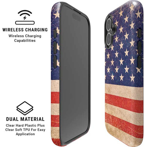 Distressed American Flag iPhone 16 Plus Magsafe Impact Case