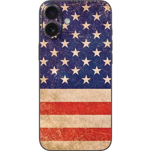 Distressed American Flag iPhone 16 Plus Skin