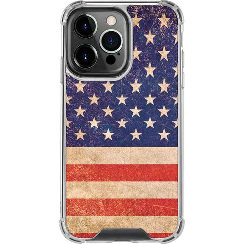 Distressed American Flag iPhone 16 Pro Clear Case