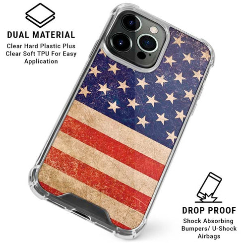 Distressed American Flag iPhone 16 Pro Clear Case