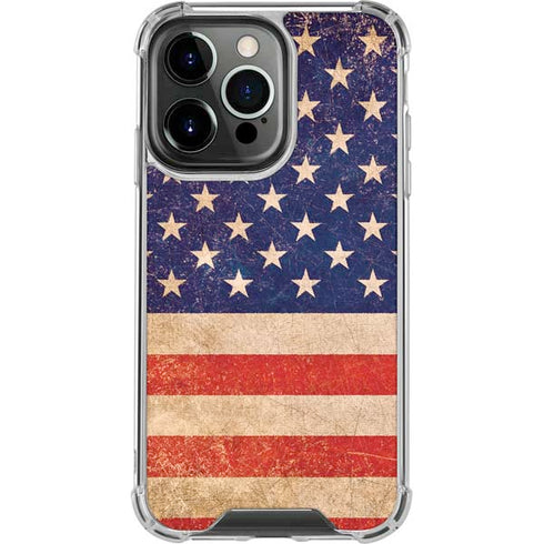 Distressed American Flag iPhone 16 Pro Max Clear Case