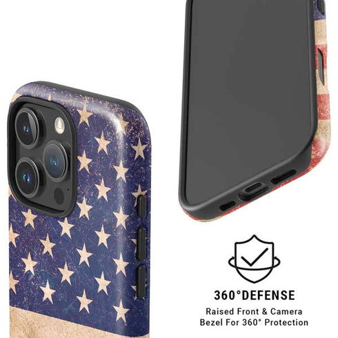 Distressed American Flag iPhone 16 Pro Max Magsafe Impact Case
