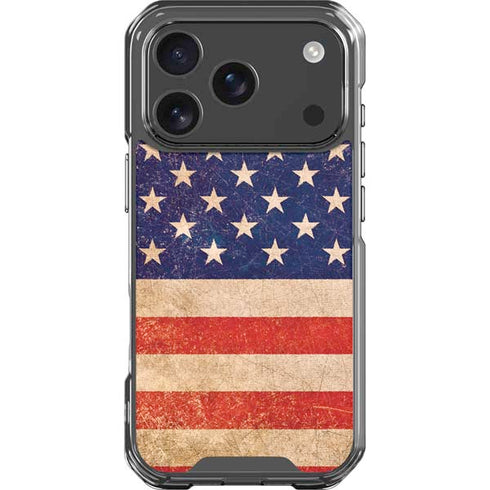 Distressed American Flag iPhone 17 Pro Clear Case