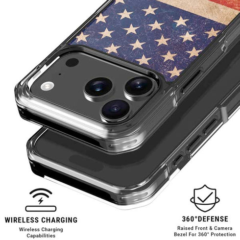Distressed American Flag iPhone 17 Pro Max Clear Case