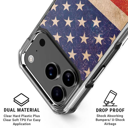 Distressed American Flag iPhone 17 Pro Max Clear Case